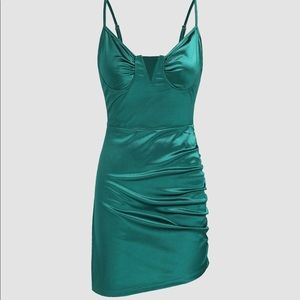 NWT CIDER Teal Sleeveless Satin Mini Dress, Women’s Large